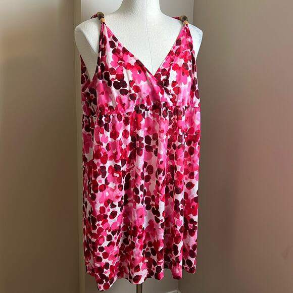 Avenue Other - Swim by Avenue pink floral swimsuit coverup v-neck bamboo shoulder accent 22/24